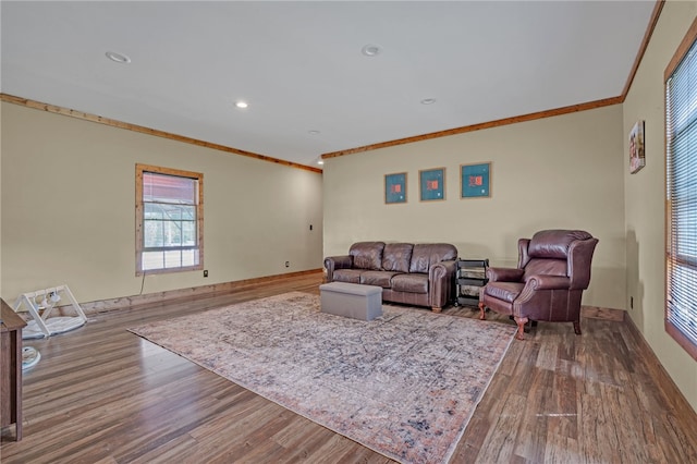 60 Lakeside Dr, Lyman, SC 29365 - living area featuring ornamental molding, wood finished floors, baseboards, and recessed lighting