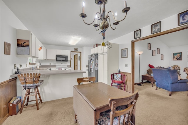 211 Jana Dr, Walhalla, SC 29691 - dining space featuring light carpet and a chandelier