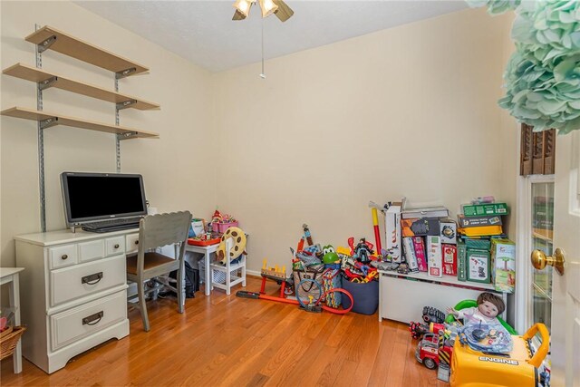 108 Ascot Ct, Easley, SC 29642 - rec room with a ceiling fan, light wood-type flooring, and an office area
