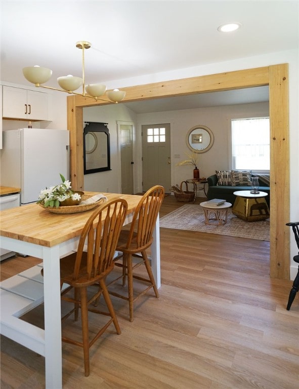 202 S Broad St, Westminster, SC 29693 - dining room with light wood-style flooring and recessed lighting