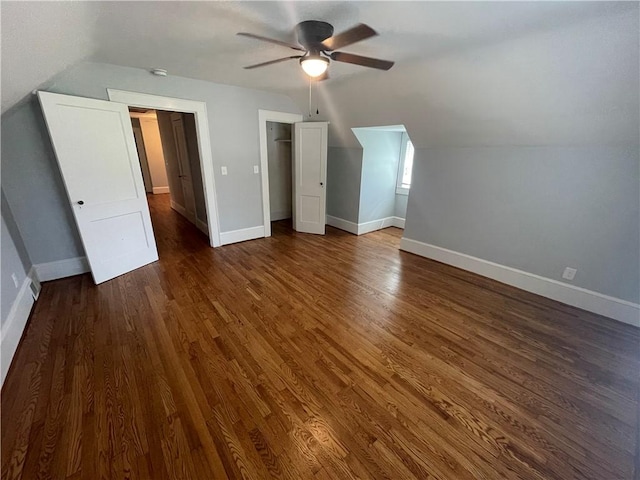 501 Seneca Dr, Seneca, SC 29678 - additional living space featuring vaulted ceiling, a ceiling fan, wood finished floors, and baseboards
