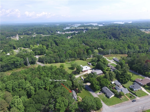 501 Seneca Dr, Seneca, SC 29678 - aerial overview of property's location featuring a heavily wooded area