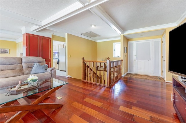 261 N Mcallister Rd, Liberty, SC 29657 - living area with hardwood / wood-style flooring, crown molding, and beam ceiling