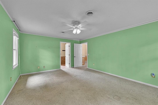 1208 Marett Rd, Pendleton, SC 29670 - unfurnished bedroom featuring baseboards, ornamental molding, carpet floors, a textured ceiling, and ensuite bath