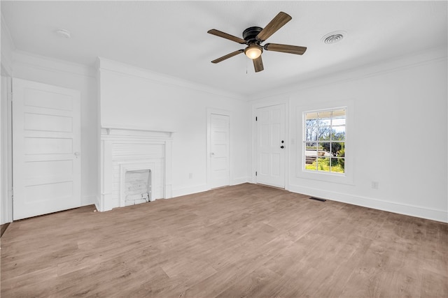 731 E Main St, Seneca, SC 29678 - unfurnished living room with crown molding, ceiling fan, wood finished floors, and baseboards