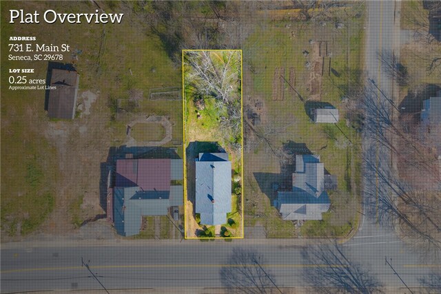 731 E Main St, Seneca, SC 29678 - aerial overview of property's location featuring property parcel outlined