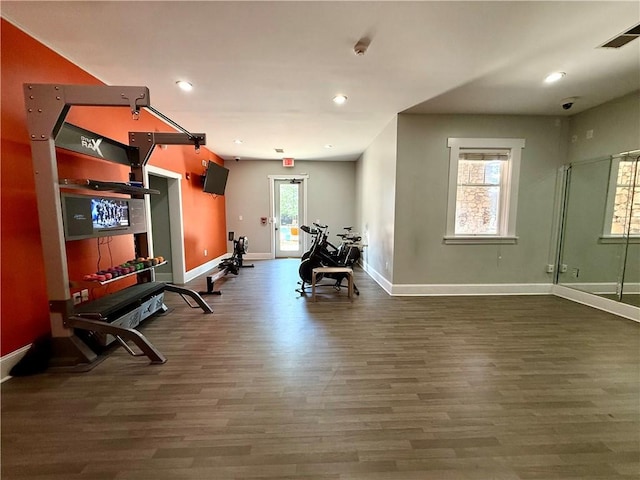 833 Old Greenville Hwy Unit 323, Clemson, SC 29631 - workout area featuring wood finished floors, baseboards, and recessed lighting