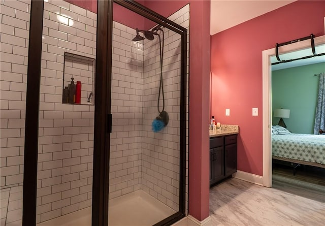1019 Glen Rd, Seneca, SC 29672 - bathroom with ensuite bath, a shower stall, vanity, and baseboards