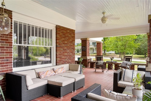 227 S Main St, Honea Path, SC 29654 - view of patio featuring an outdoor living space and a ceiling fan