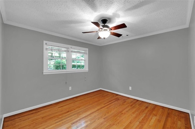 133 Cherokee Rd, Easley, SC 29642 - empty room with light wood-style floors, a textured ceiling, ceiling fan, baseboards, and ornamental molding