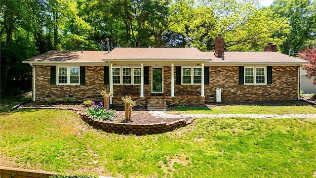 133 Cherokee Rd, Easley, SC 29642 - single story home with a front yard, a chimney, and brick siding
