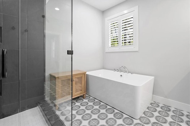 99 Starboard Tack Dr, Salem, SC 29676 - bathroom featuring a soaking tub, tiled shower, and recessed lighting