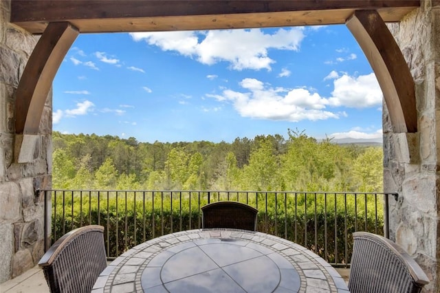 143 Button Bush Trl, Six Mile, SC 29682 - view of patio with a forest view