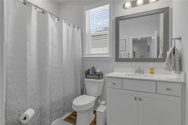 400 N Oak Crest Dr, Belton, SC 29627 - full bath featuring toilet, vanity, and wood finished floors