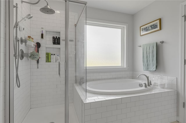 400 N Oak Crest Dr, Belton, SC 29627 - bathroom with a shower stall and a garden tub