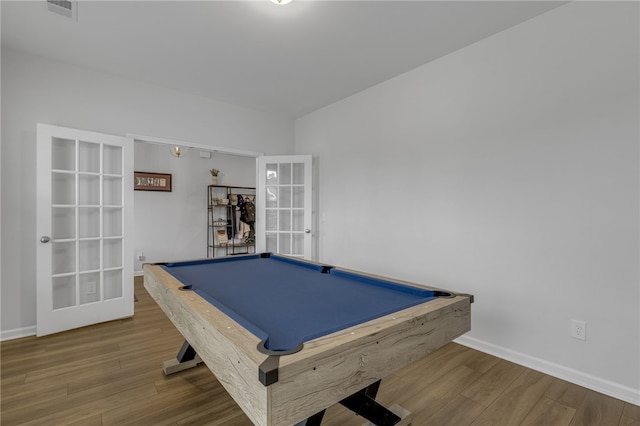 400 N Oak Crest Dr, Belton, SC 29627 - rec room with french doors, wood finished floors, pool table, and baseboards