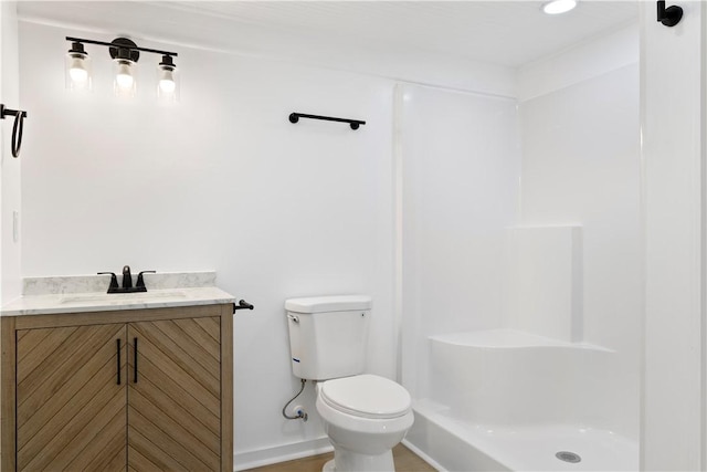 701 S Townville St, Seneca, SC 29678 - full bathroom with toilet, vanity, a shower, and baseboards