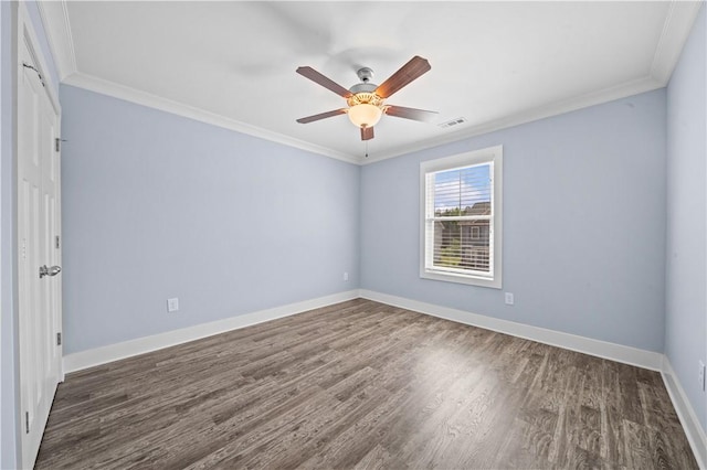 406 Bee Cove Way, Pendleton, SC 29670 - spare room with ornamental molding, wood finished floors, a ceiling fan, and baseboards
