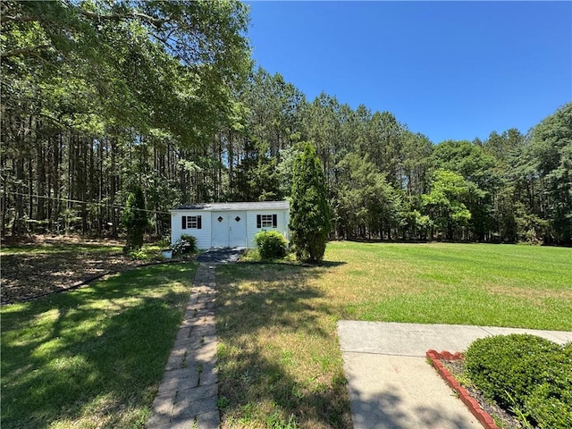 106 Dewars Trl, Anderson, SC 29621 - view of grassy yard with a forest view and an outdoor structure