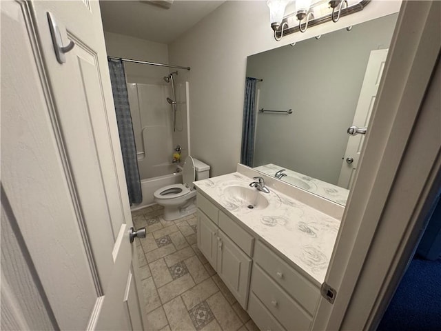 106 Dewars Trl, Anderson, SC 29621 - bathroom with vanity, toilet, shower / bath combination with curtain, and stone finish flooring