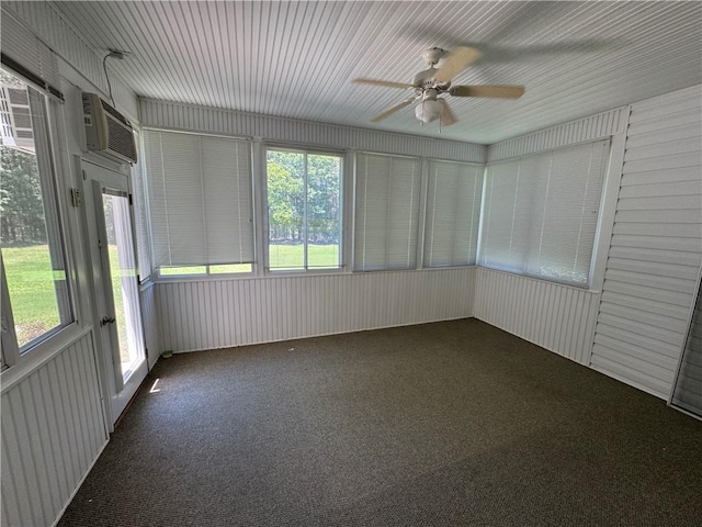 106 Dewars Trl, Anderson, SC 29621 - unfurnished sunroom featuring ceiling fan, plenty of natural light, and a wall mounted air conditioner