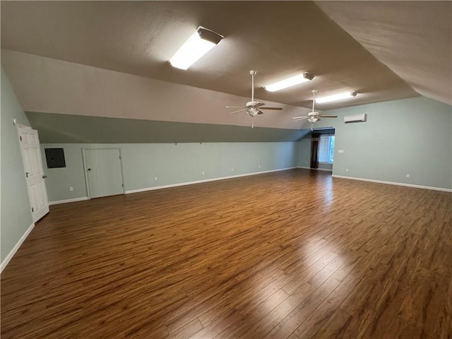 106 Dewars Trl, Anderson, SC 29621 - additional living space featuring vaulted ceiling, wood finished floors, ceiling fan, baseboards, and a wall mounted AC
