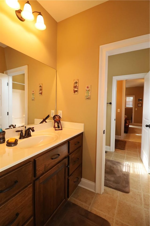 122 Langwell Dr, Anderson, SC 29621 - bathroom with vanity, tile patterned floors, and baseboards