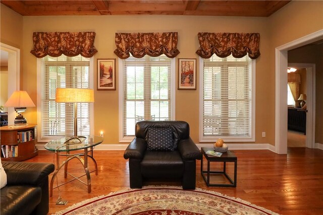 122 Langwell Dr, Anderson, SC 29621 - sitting room featuring wood finished floors, baseboards, and beamed ceiling