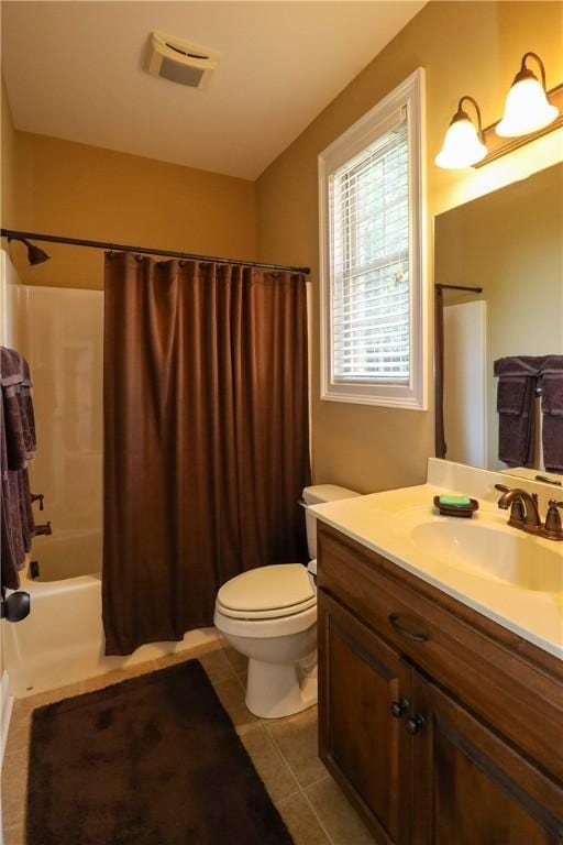 122 Langwell Dr, Anderson, SC 29621 - full bathroom with vanity, shower / bath combination with curtain, toilet, and tile patterned flooring