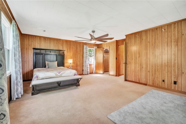 466 Whetstone Rd, Mountain Rest, SC 29664 - bedroom featuring wood walls, carpet flooring, and a ceiling fan