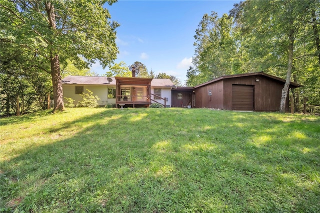 466 Whetstone Rd, Mountain Rest, SC 29664 - view of grassy yard with a wooden deck and a garage