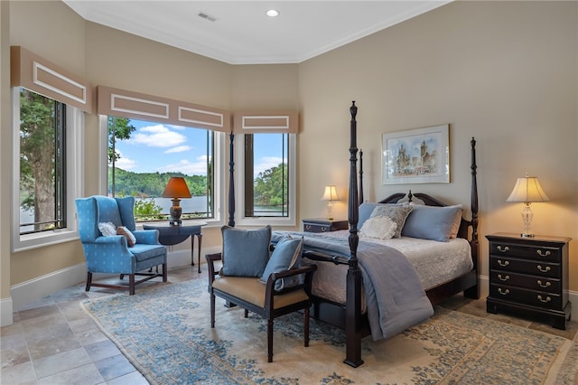 117 Misty Water Loop, Sunset, SC 29685 - bedroom with baseboards, multiple windows, crown molding, and light stone finish flooring