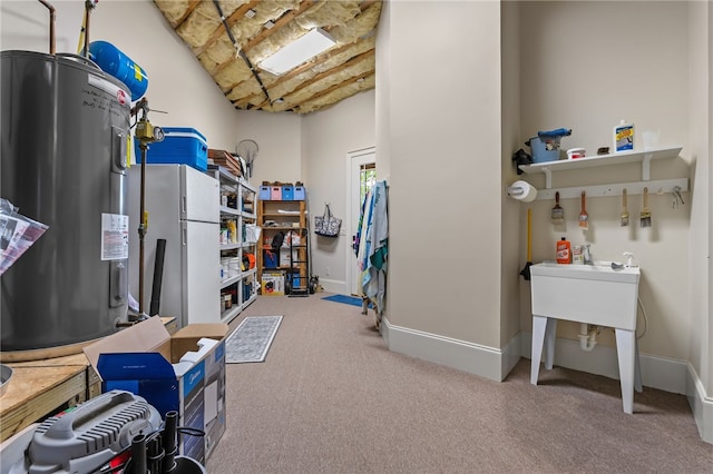 117 Misty Water Loop, Sunset, SC 29685 - basement with carpet floors, water heater, and baseboards