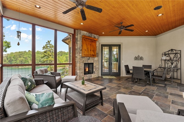 117 Misty Water Loop, Sunset, SC 29685 - view of patio / terrace featuring outdoor lounge area, french doors, a ceiling fan, and outdoor dining area