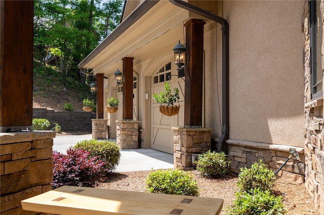 117 Misty Water Loop, Sunset, SC 29685 - entrance to property featuring stucco siding, stone siding, and a porch