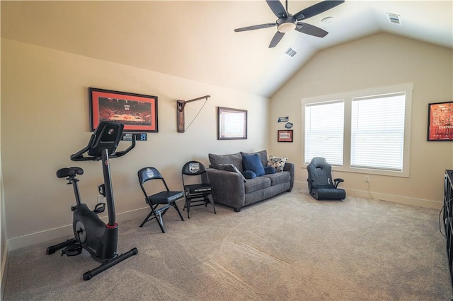 117 Founders Blvd, Central, SC 29630 - carpeted living room featuring lofted ceiling, ceiling fan, and baseboards