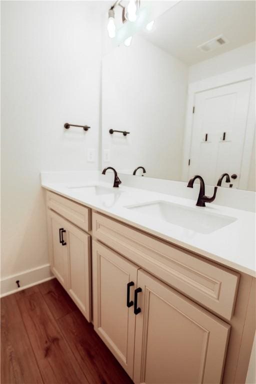 117 Founders Blvd, Central, SC 29630 - bathroom featuring wood finished floors, double vanity, and baseboards