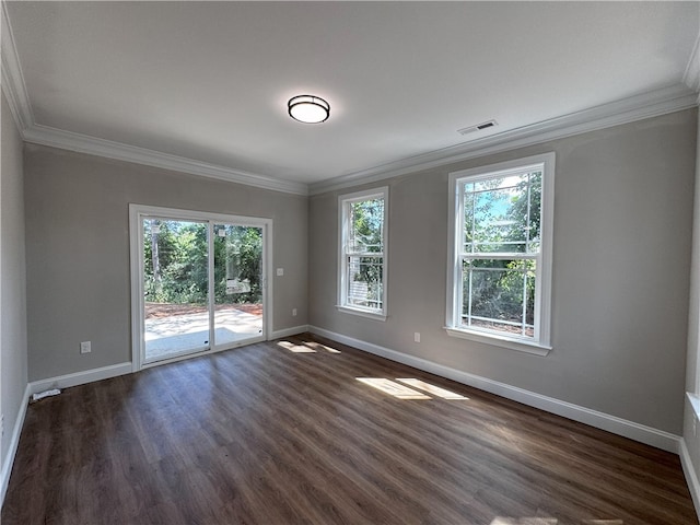 629 Mountain View Rd, Williamston, SC 29697 - spare room with crown molding, baseboards, and dark wood finished floors