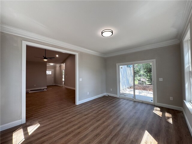 629 Mountain View Rd, Williamston, SC 29697 - spare room with plenty of natural light, baseboards, dark wood finished floors, and crown molding