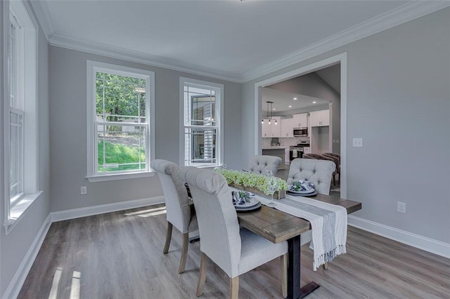 629 Mountain View Rd, Williamston, SC 29697 - dining room featuring light wood-type flooring and ornamental molding