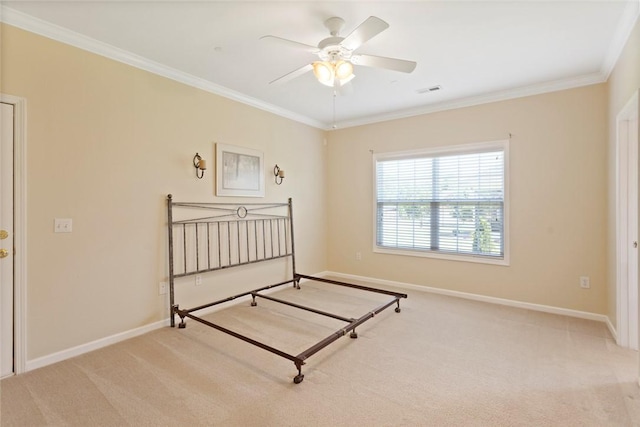 704 Nottingham Ct, Seneca, SC 29672 - carpeted bedroom with crown molding and ceiling fan