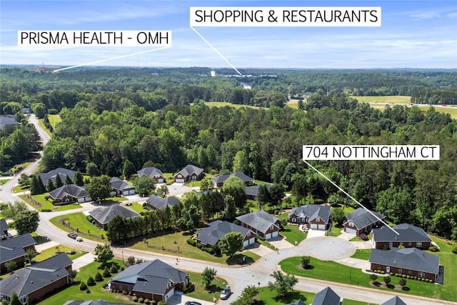 704 Nottingham Ct, Seneca, SC 29672 - aerial perspective of suburban area with a forest