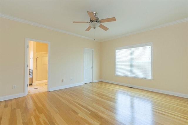 207 W Green Chase, Anderson, SC 29621 - empty room with crown molding, light wood-type flooring, a ceiling fan, and baseboards