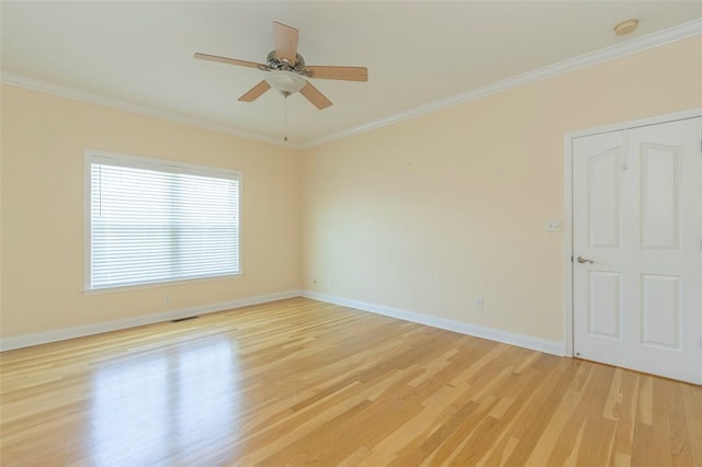 207 W Green Chase, Anderson, SC 29621 - empty room with light wood-style floors, ornamental molding, baseboards, ceiling fan, and a smoke detector