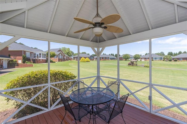 207 W Green Chase, Anderson, SC 29621 - sunroom featuring a residential view, a ceiling fan, and outdoor dining space