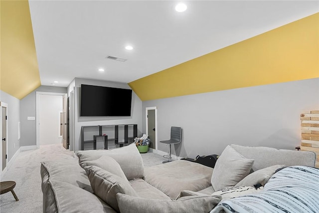 100 Grandview Dr, Anderson, SC 29625 - carpeted living area with lofted ceiling, baseboards, and recessed lighting
