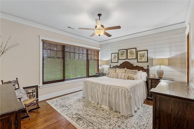 194 Cool Water Way, Sunset, SC 29685 - bedroom with crown molding, baseboards, light wood-style flooring, and ceiling fan