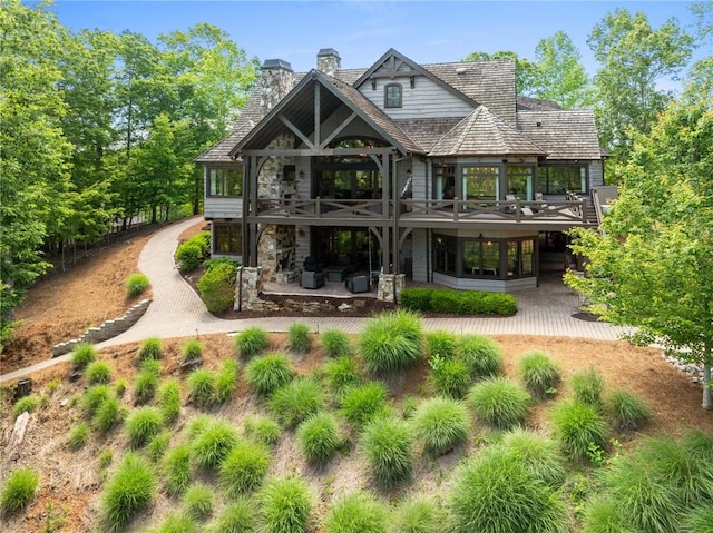194 Cool Water Way, Sunset, SC 29685 - back of house with a patio area, a balcony, and a chimney