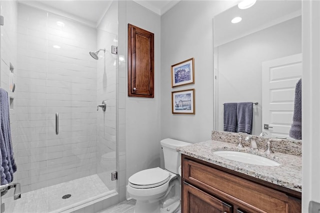 251 Settlement Blvd, Sunset, SC 29685 - bathroom featuring a shower stall, vanity, and toilet