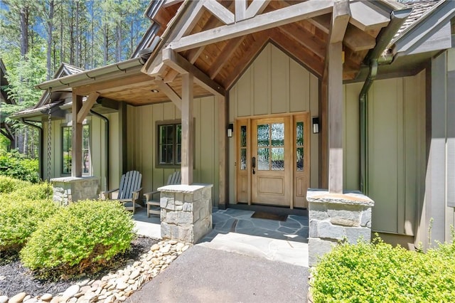 251 Settlement Blvd, Sunset, SC 29685 - doorway to property featuring board and batten siding and covered porch